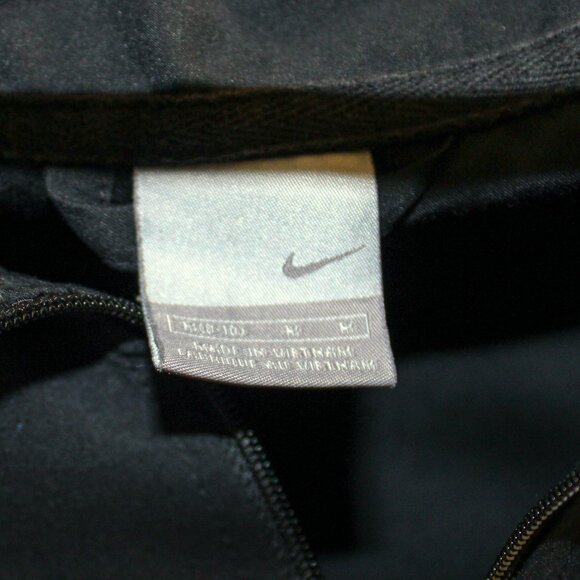 NIKE Womens Medium Black Green Stripe Track Jacket Colorblock Swoosh Logo Pocket - Picture 3 of 3